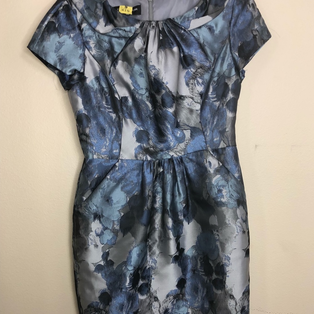 Blue dress.